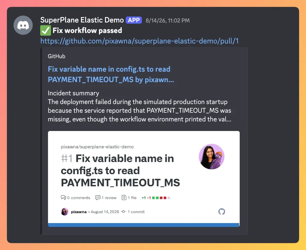 Discord confirmation that the proposed correction passed the original checks